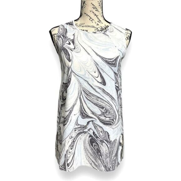 Athleta XXS Zephyr Tank Marble Blue White Side Slit Sleeveless Top Activewear - Picture 1 of 9